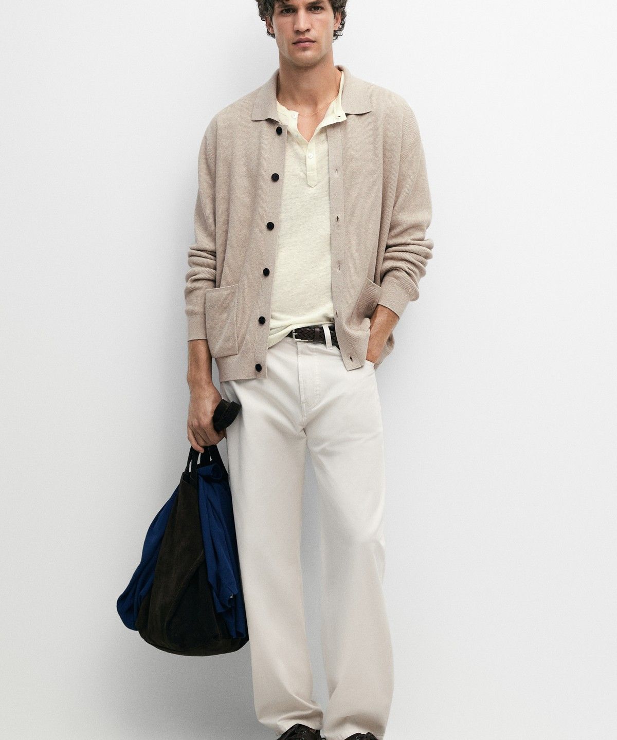 마시모두띠(MASSIMO DUTTI) 100% 코튼 포켓 니트 가디건