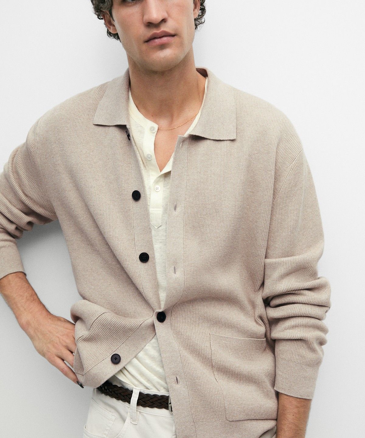 마시모두띠(MASSIMO DUTTI) 100% 코튼 포켓 니트 가디건
