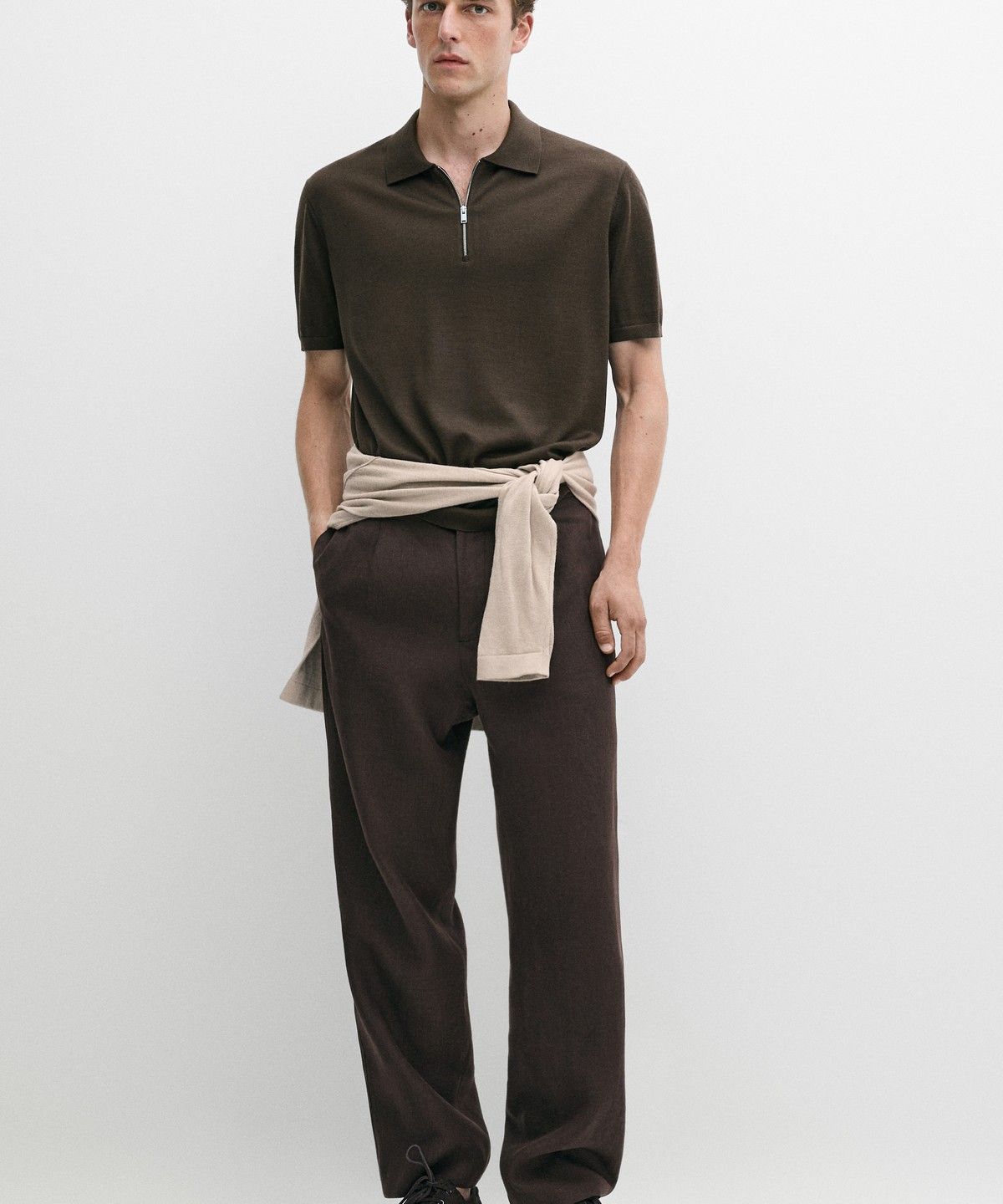 마시모두띠(MASSIMO DUTTI) 울 블렌드 지퍼 폴로 셔츠