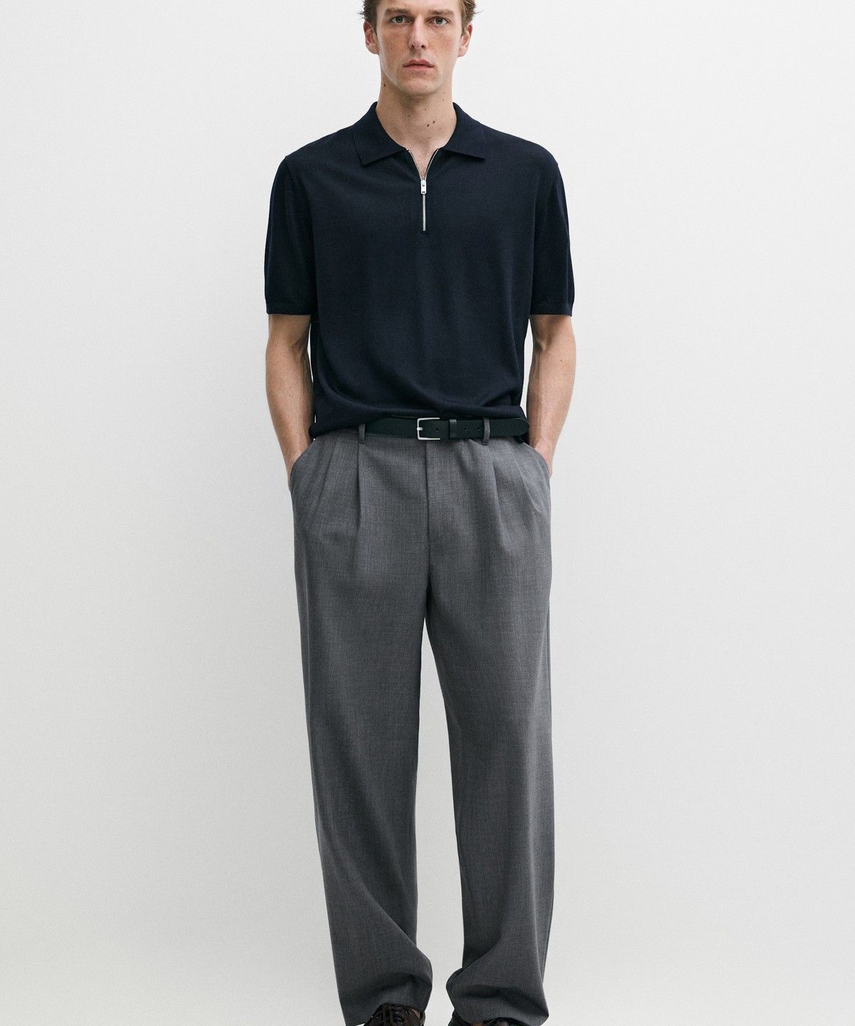 마시모두띠(MASSIMO DUTTI) 울 블렌드 지퍼 폴로 셔츠