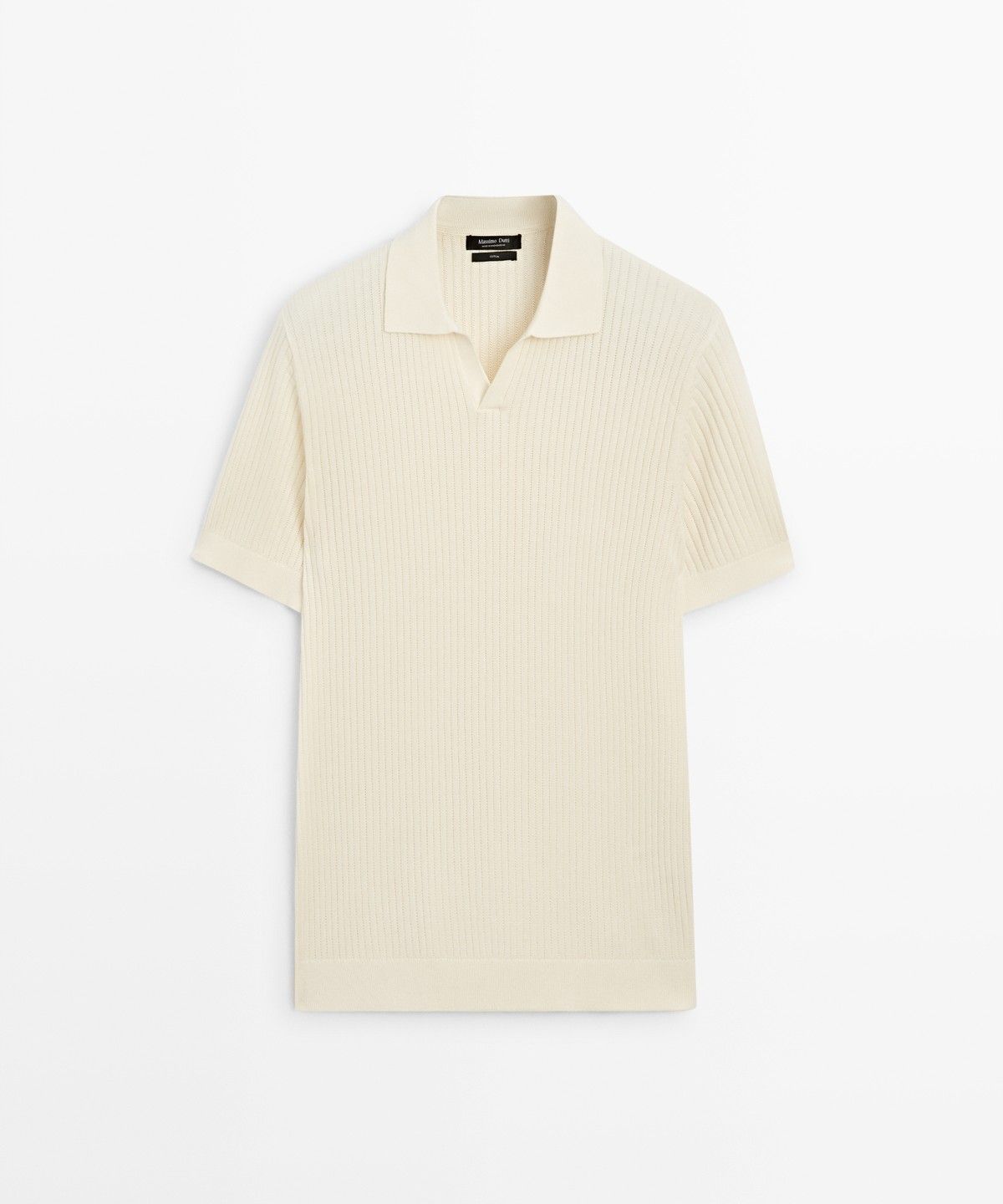 마시모두띠(MASSIMO DUTTI) 100% 코튼 골지 니트 폴로 스웨터