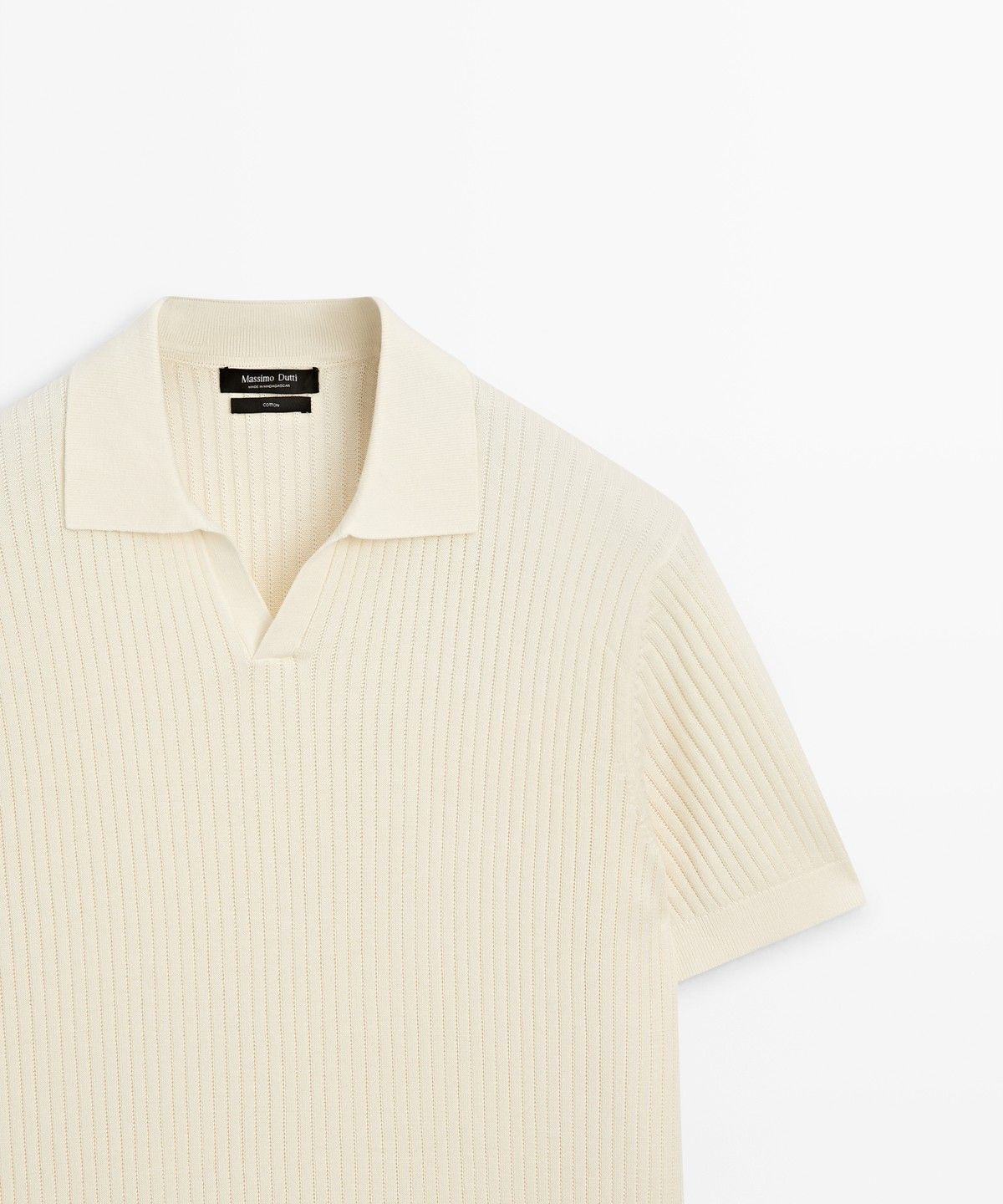 마시모두띠(MASSIMO DUTTI) 100% 코튼 골지 니트 폴로 스웨터
