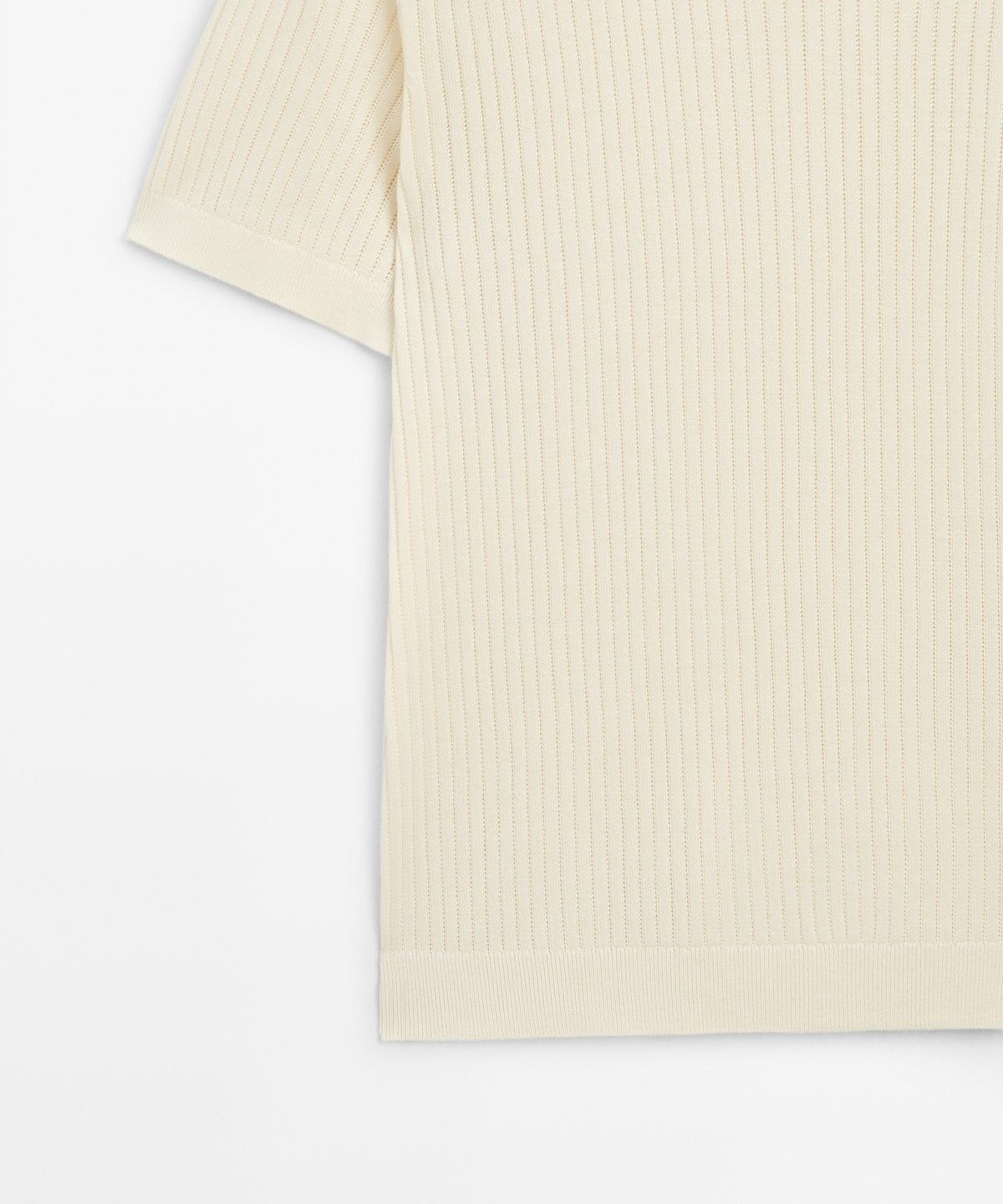 마시모두띠(MASSIMO DUTTI) 100% 코튼 골지 니트 폴로 스웨터