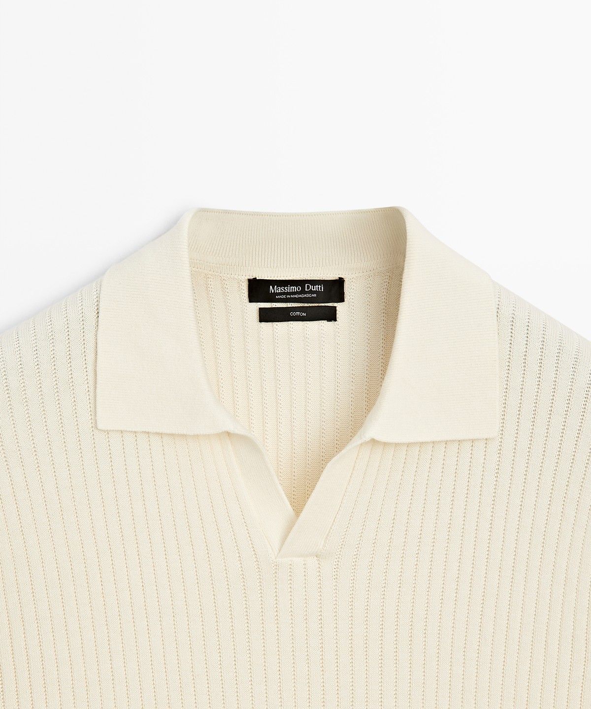 마시모두띠(MASSIMO DUTTI) 100% 코튼 골지 니트 폴로 스웨터