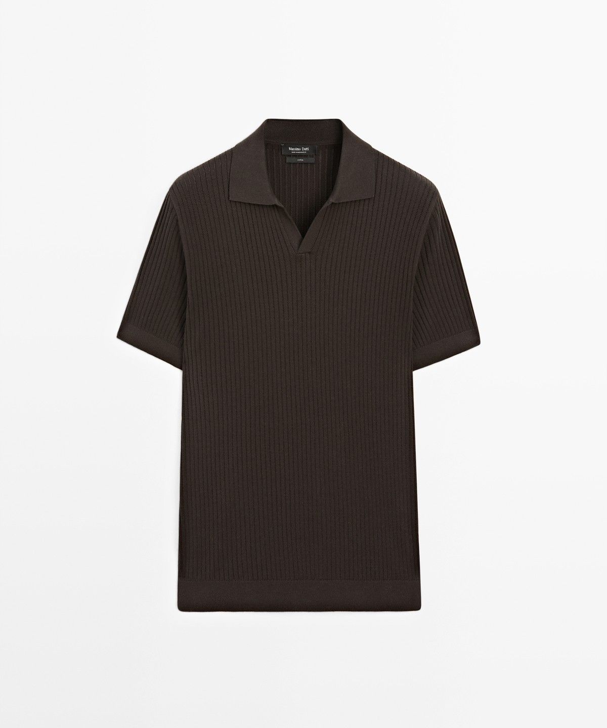 마시모두띠(MASSIMO DUTTI) 100% 코튼 골지 니트 폴로 스웨터