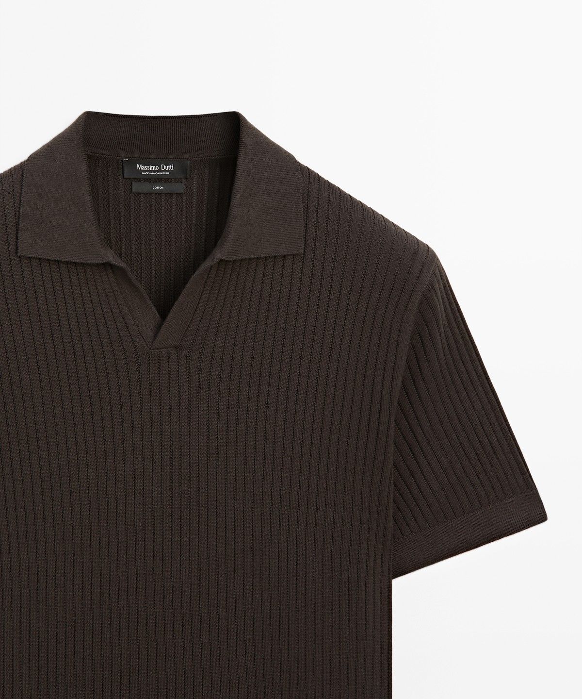 마시모두띠(MASSIMO DUTTI) 100% 코튼 골지 니트 폴로 스웨터