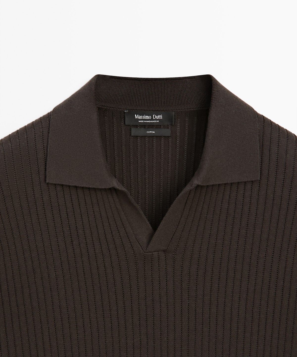 마시모두띠(MASSIMO DUTTI) 100% 코튼 골지 니트 폴로 스웨터