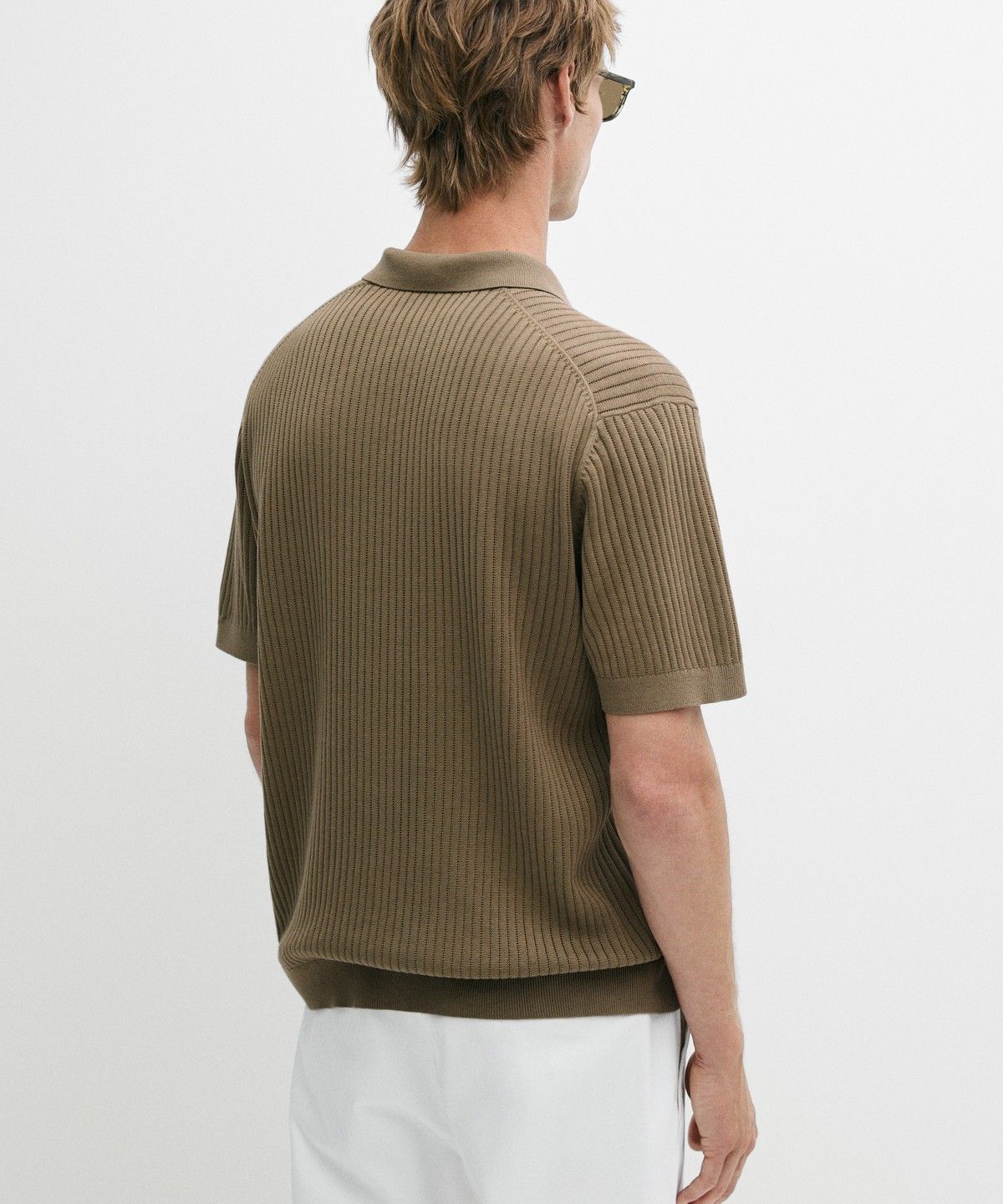 마시모두띠(MASSIMO DUTTI) 100% 코튼 골지 니트 폴로 셔츠