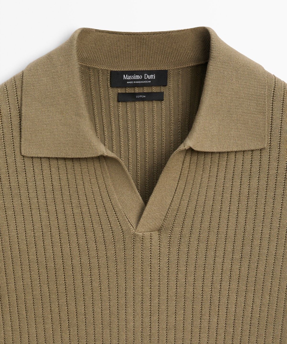 마시모두띠(MASSIMO DUTTI) 100% 코튼 골지 니트 폴로 셔츠