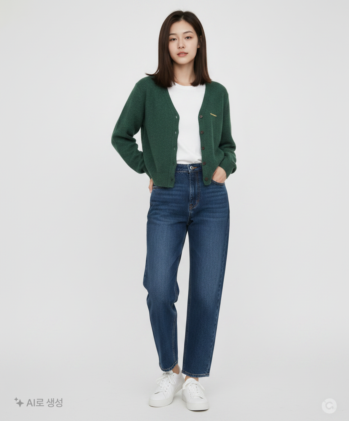 오아이오아이 컬렉션(OIOI COLLECTION) OI STUDIO CLASSIC CARDIGAN [DEEP GREEN] FREE