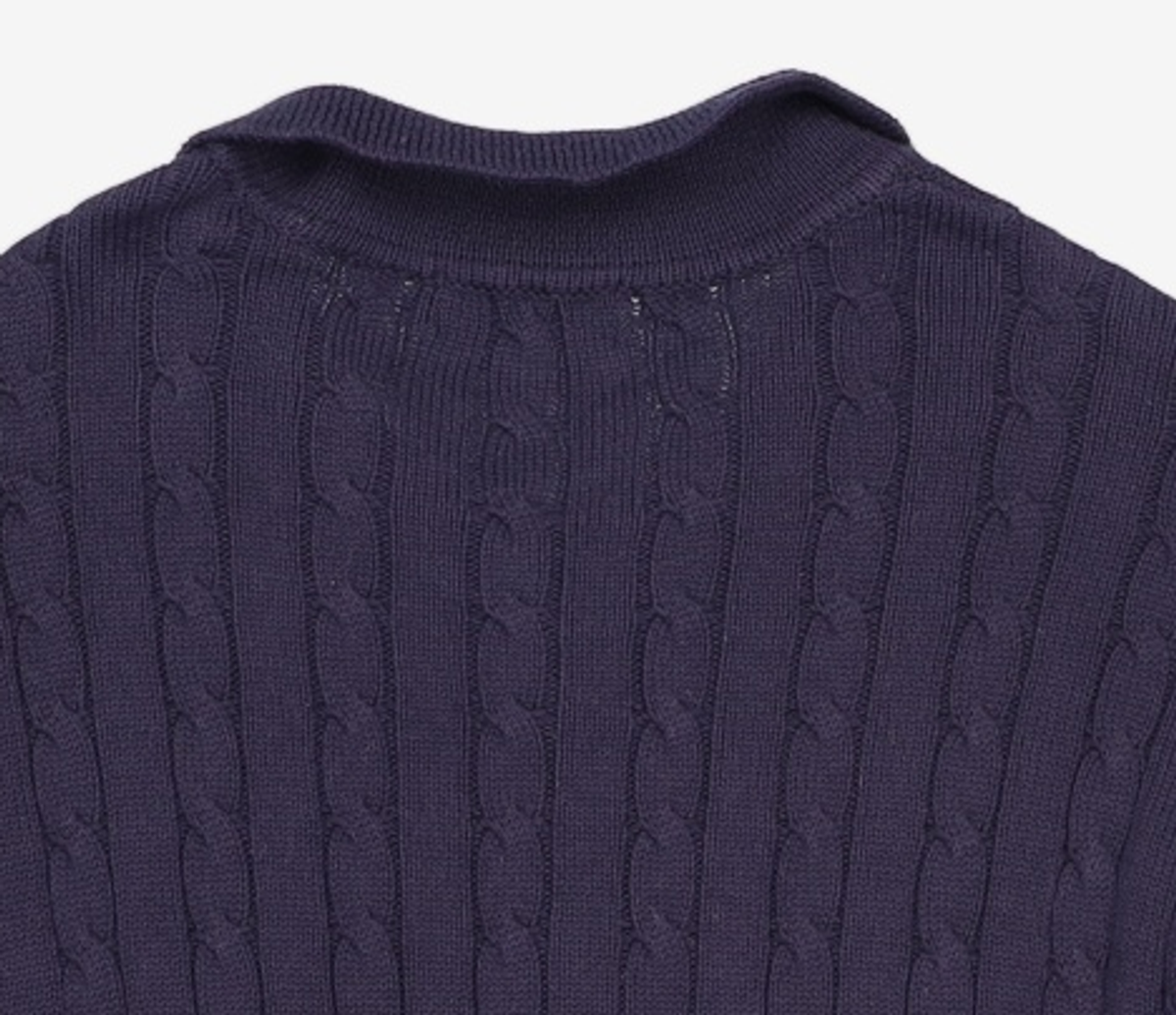예일(YALE) [100% COTTON] HERITAGE DAN CABLE PK KNIT NAVY 4