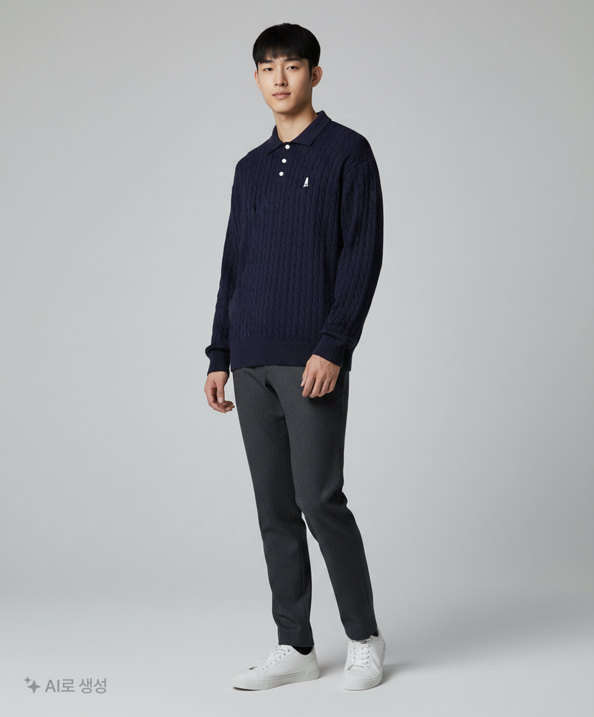 예일(YALE) [100% COTTON] HERITAGE DAN CABLE PK KNIT NAVY 4