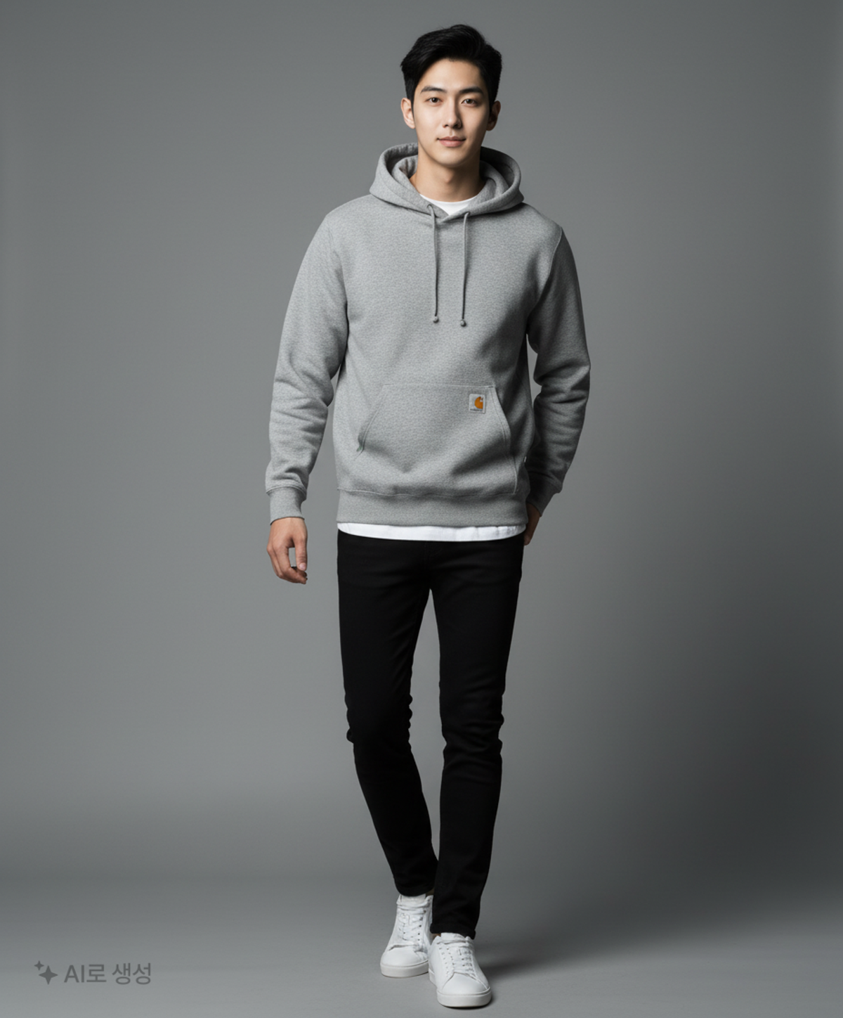 칼하트(CARHARTT) 미드웨이트 로고 후드 헤더그레이 / K288-HGY M