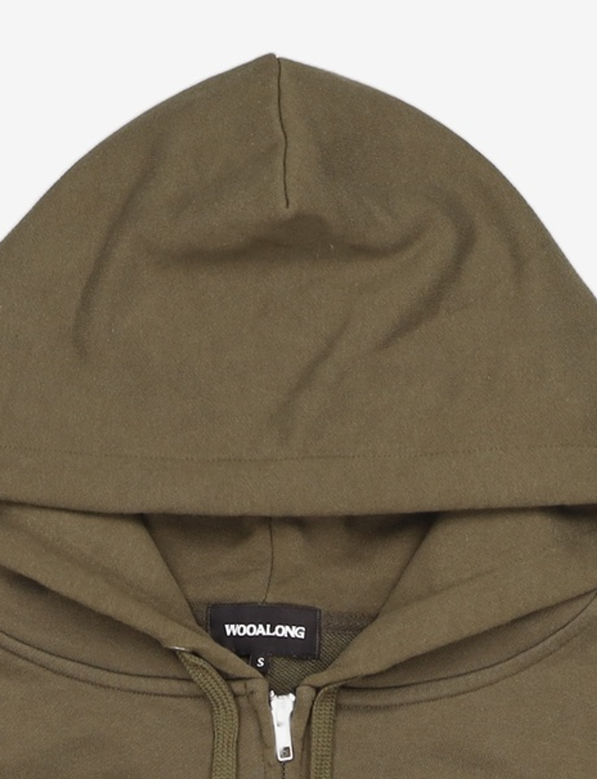 우알롱(WOOALONG) WAL signature crop hood zip-up - KHAKI S