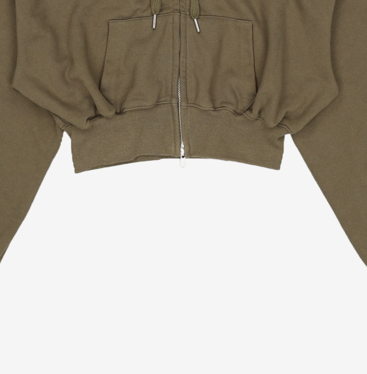우알롱(WOOALONG) WAL signature crop hood zip-up - KHAKI S