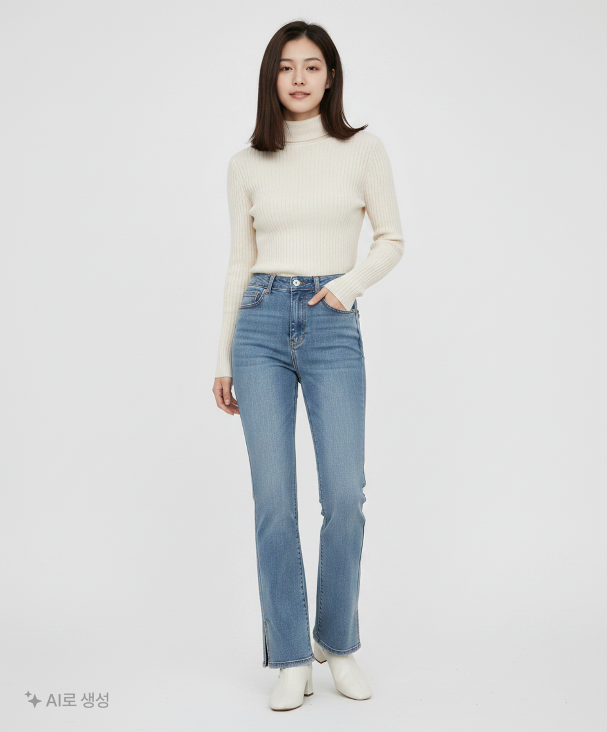 미쏘(MIXXO) 밑단 옆트임 슬림부츠컷 데님 MIWTJCT14J 28