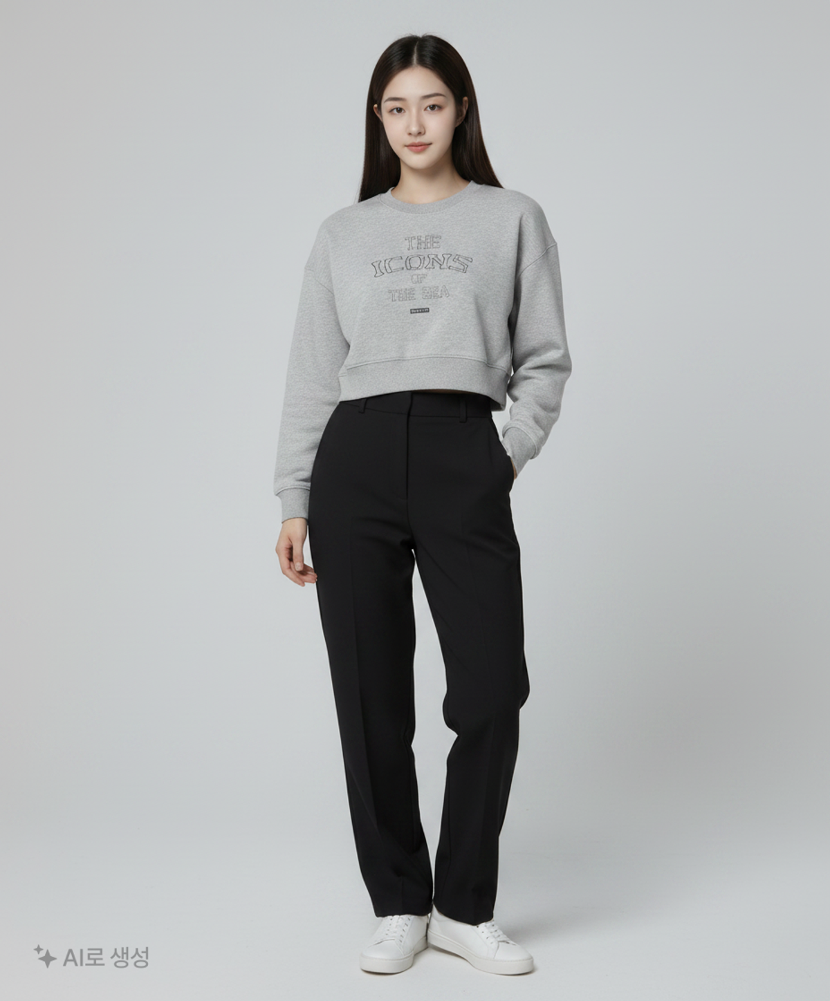 큐리티(CURETTY) C LETTERING CROP SWEATSHIRT_GREY S