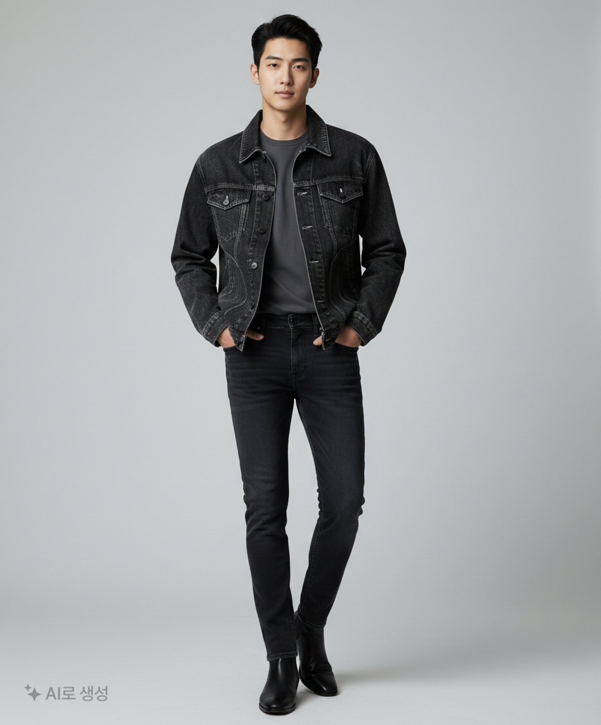 메종미네드(MAISON MINED) PINCH WIND DENIM TRUCKER BLACK M