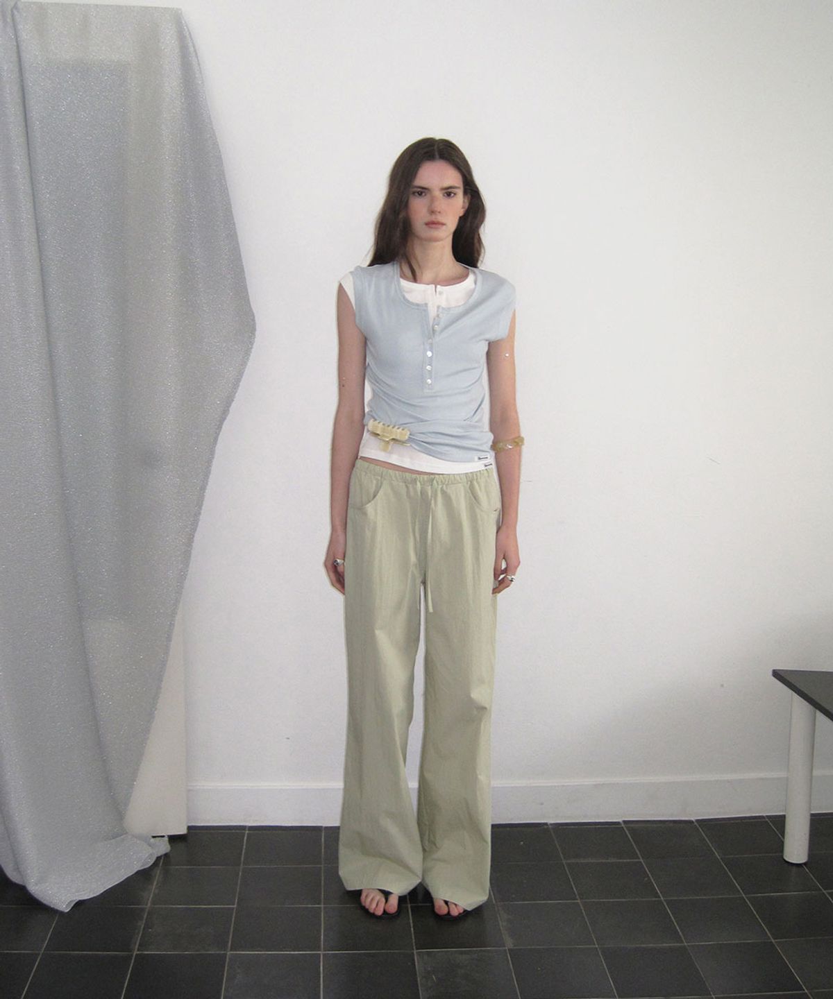 어패럴아카이브(APPAREL ARCHIVE) Cove nylon wide pants - Mint