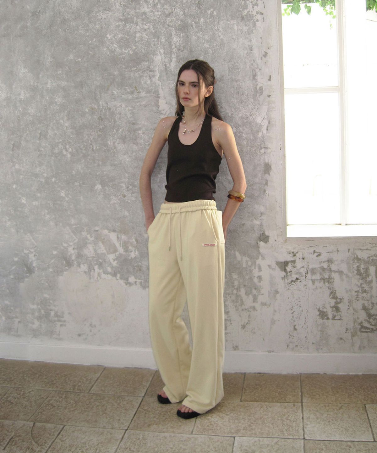 어패럴아카이브(APPAREL ARCHIVE) Zest banding wide pants - Vanilla