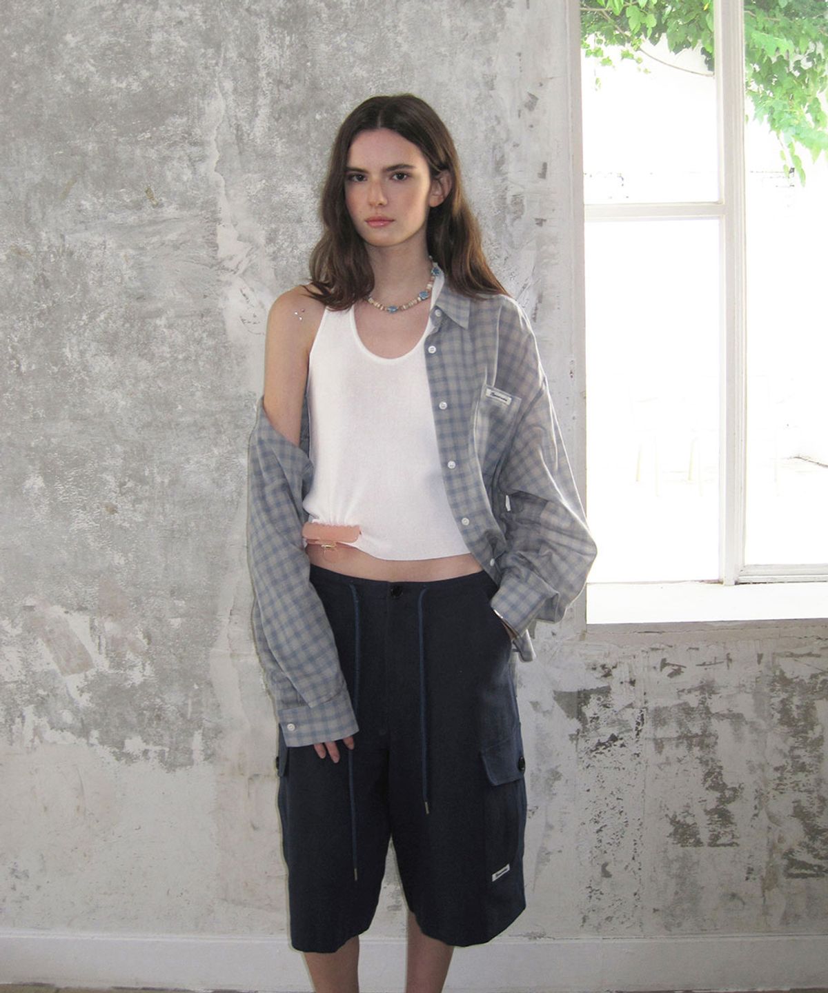 어패럴아카이브(APPAREL ARCHIVE) Orbit check shirt - Skyblue