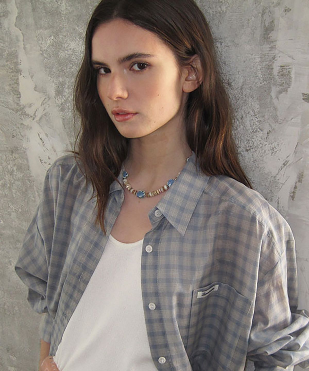 어패럴아카이브(APPAREL ARCHIVE) Orbit check shirt - Skyblue