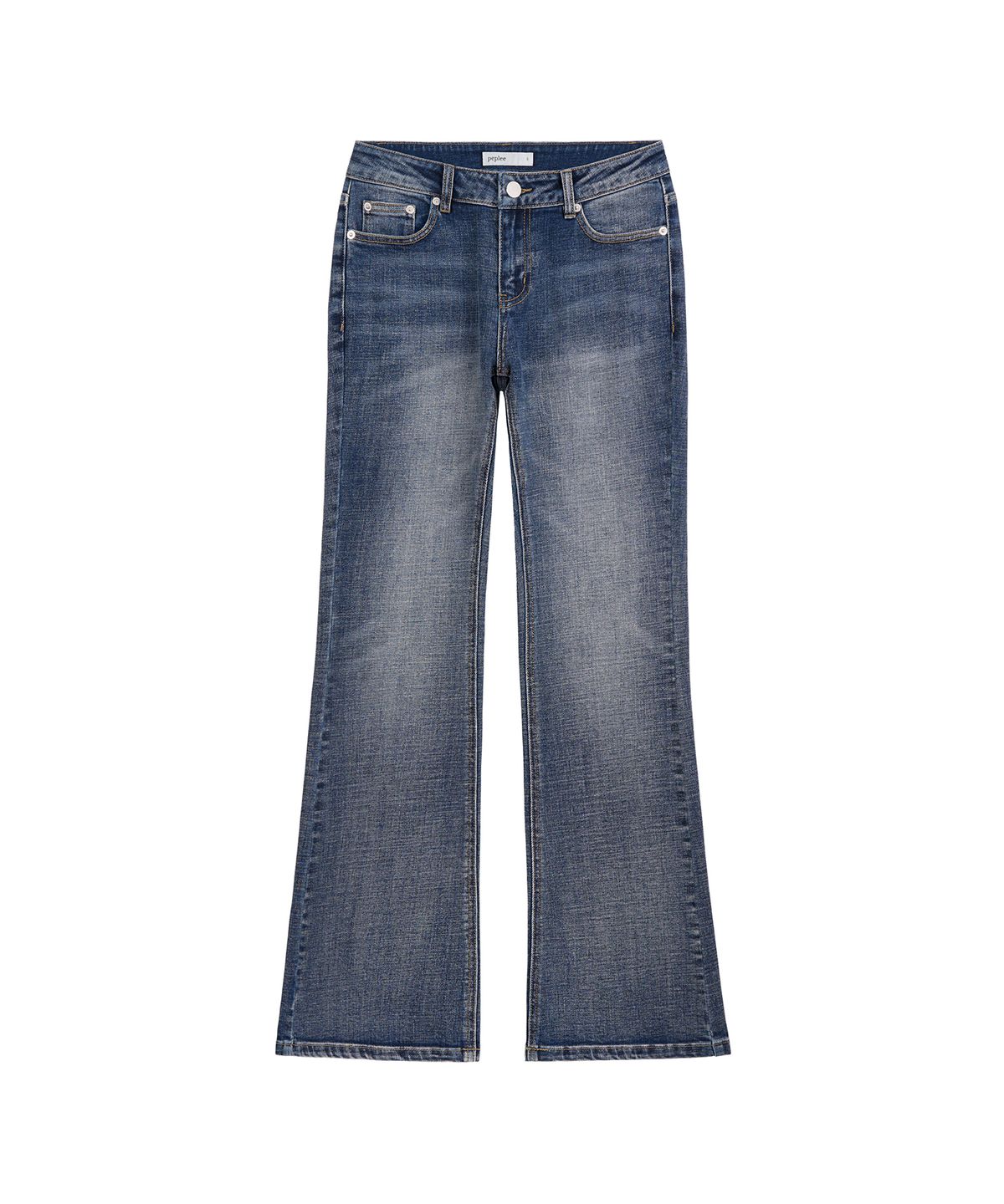 페플리(PEPLEE) Vintage Washed Boots Cut Denim Pants (Blue)