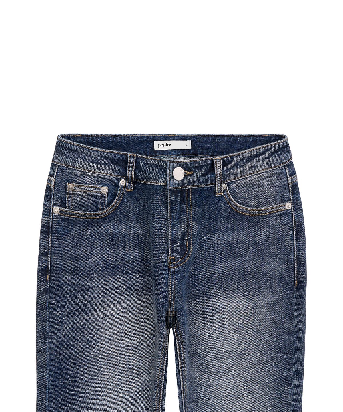 페플리(PEPLEE) Vintage Washed Boots Cut Denim Pants (Blue)