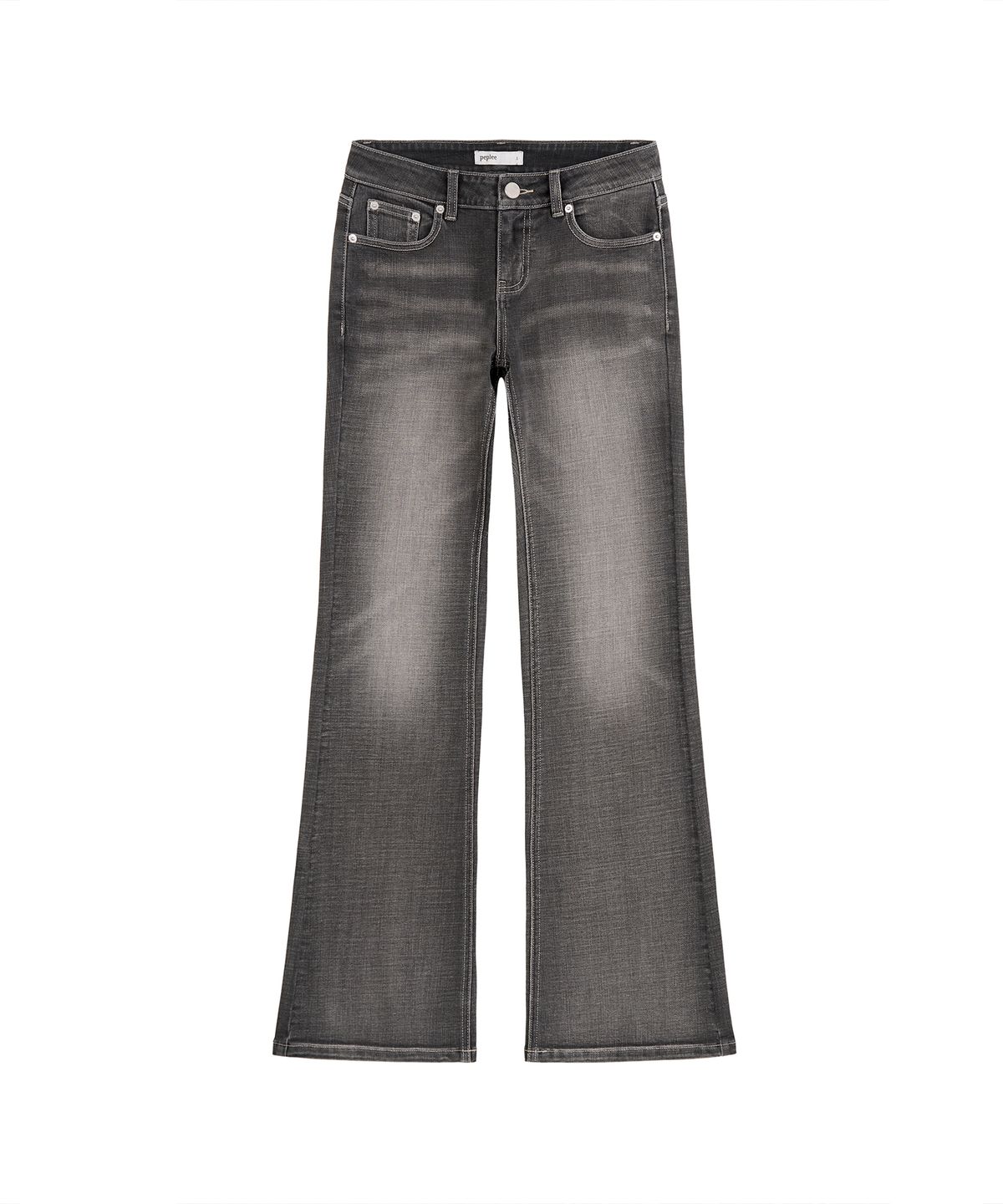 페플리(PEPLEE) Vintage Washed Boots Cut Denim Pants (Grey)