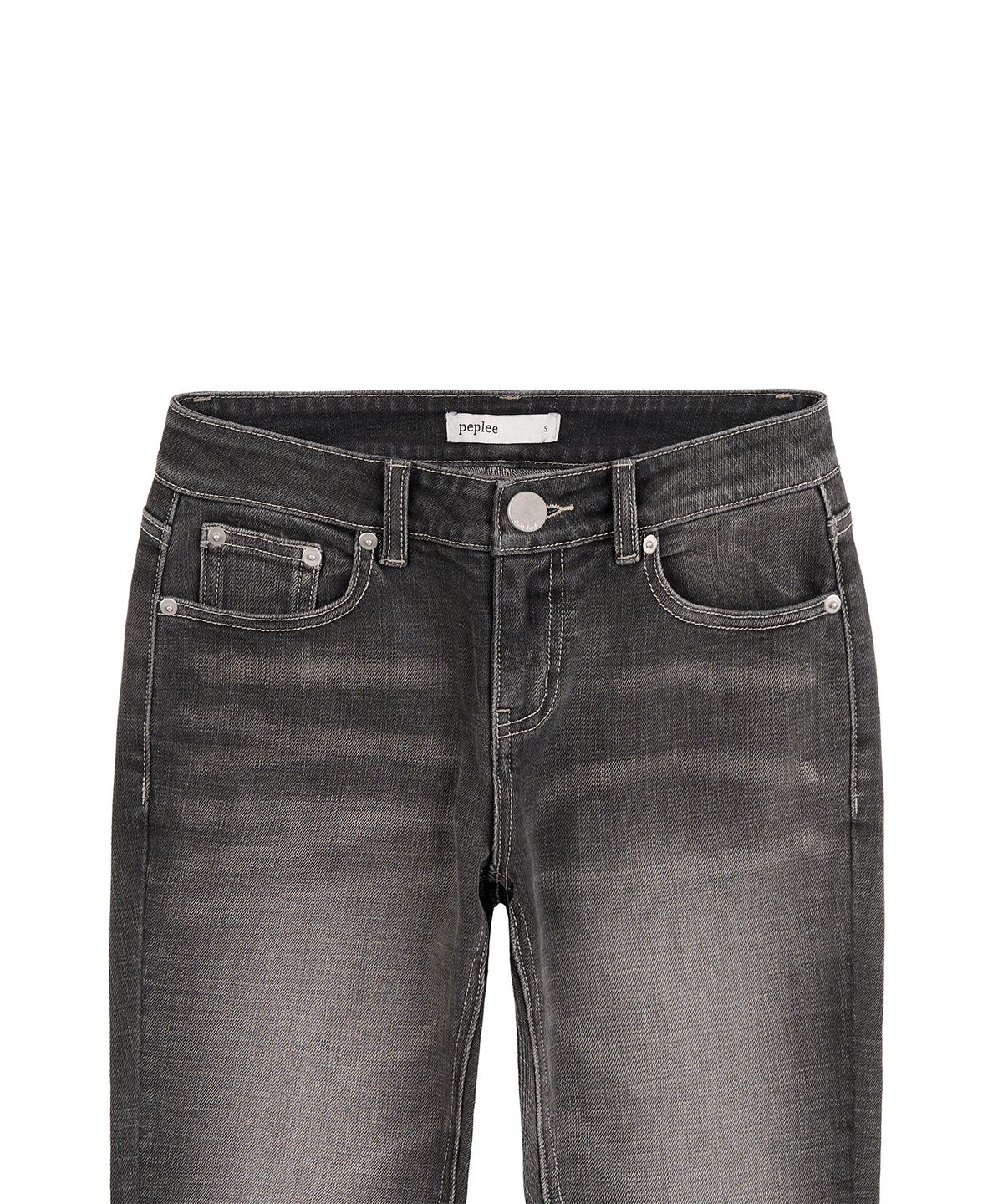 페플리(PEPLEE) Vintage Washed Boots Cut Denim Pants (Grey)