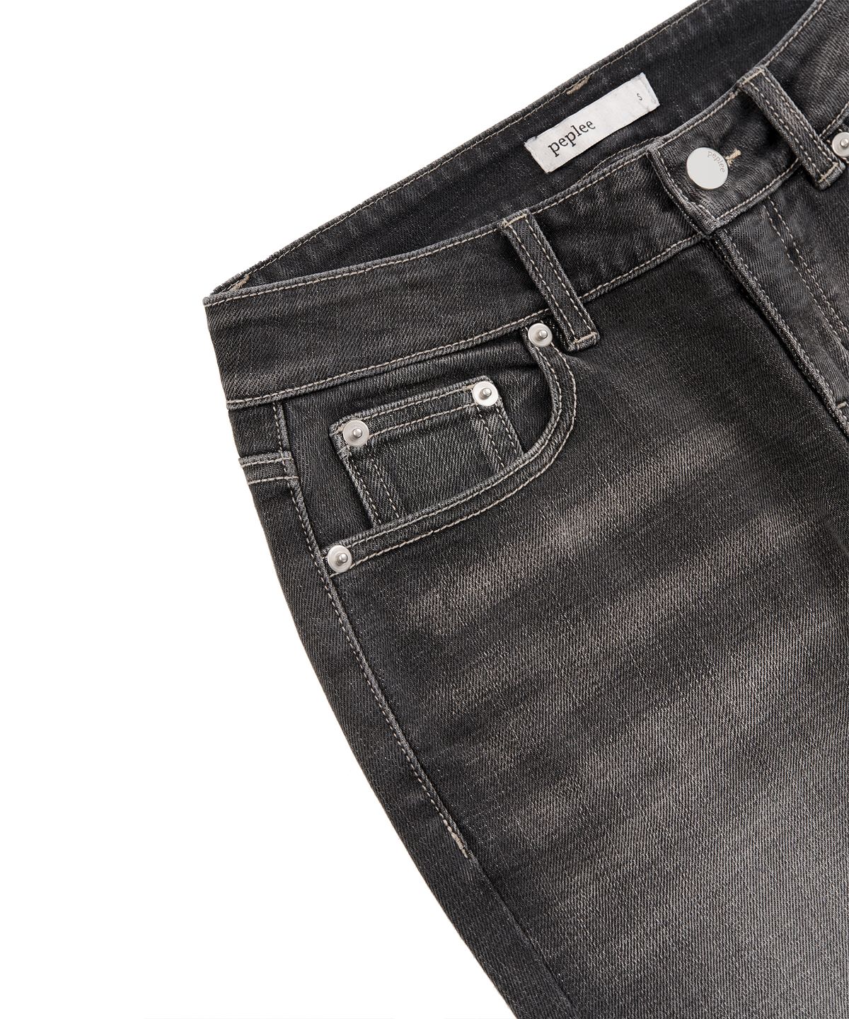페플리(PEPLEE) Vintage Washed Boots Cut Denim Pants (Grey)
