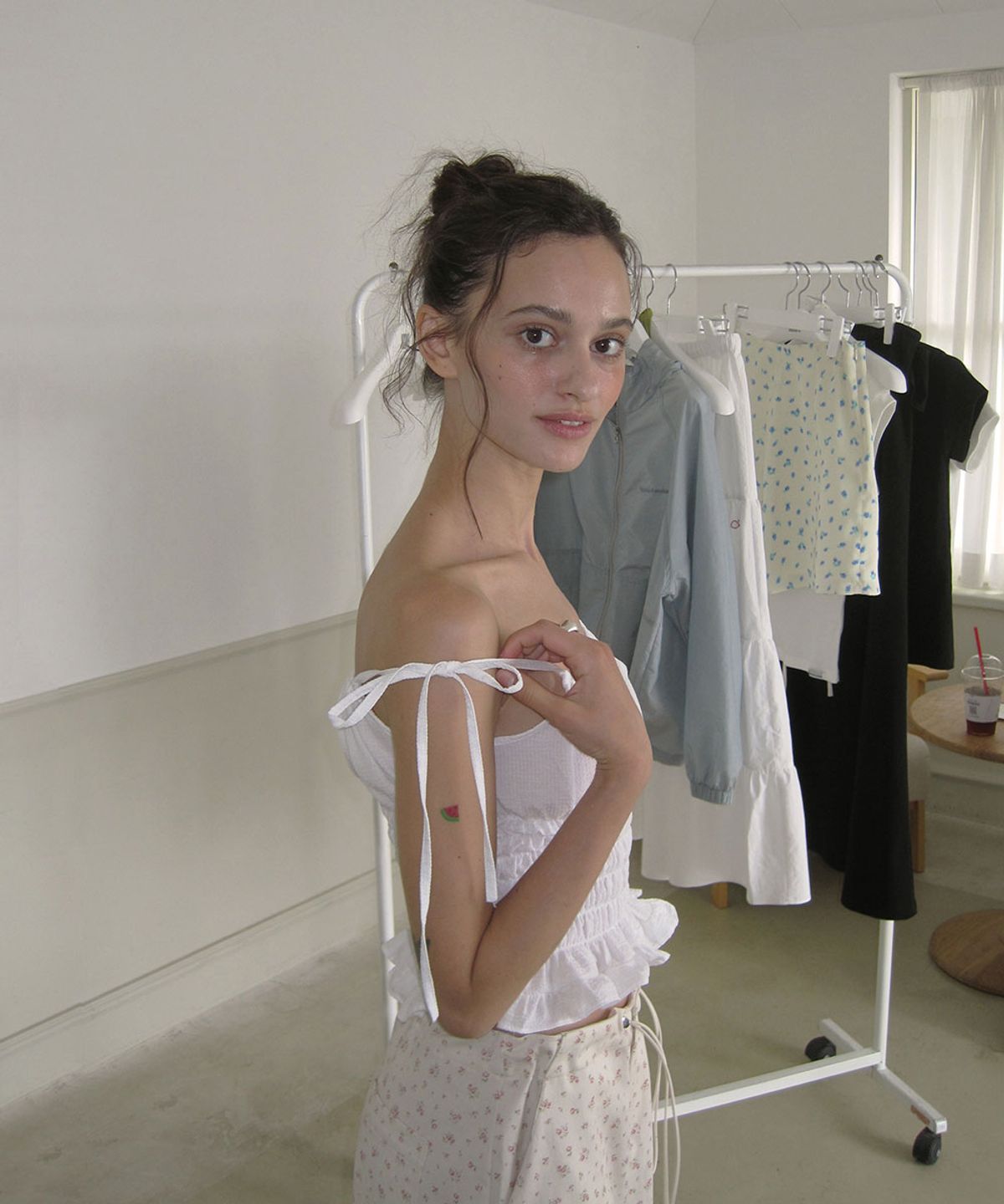 어패럴아카이브(APPAREL ARCHIVE) Marina gingham smocked top - Ivory