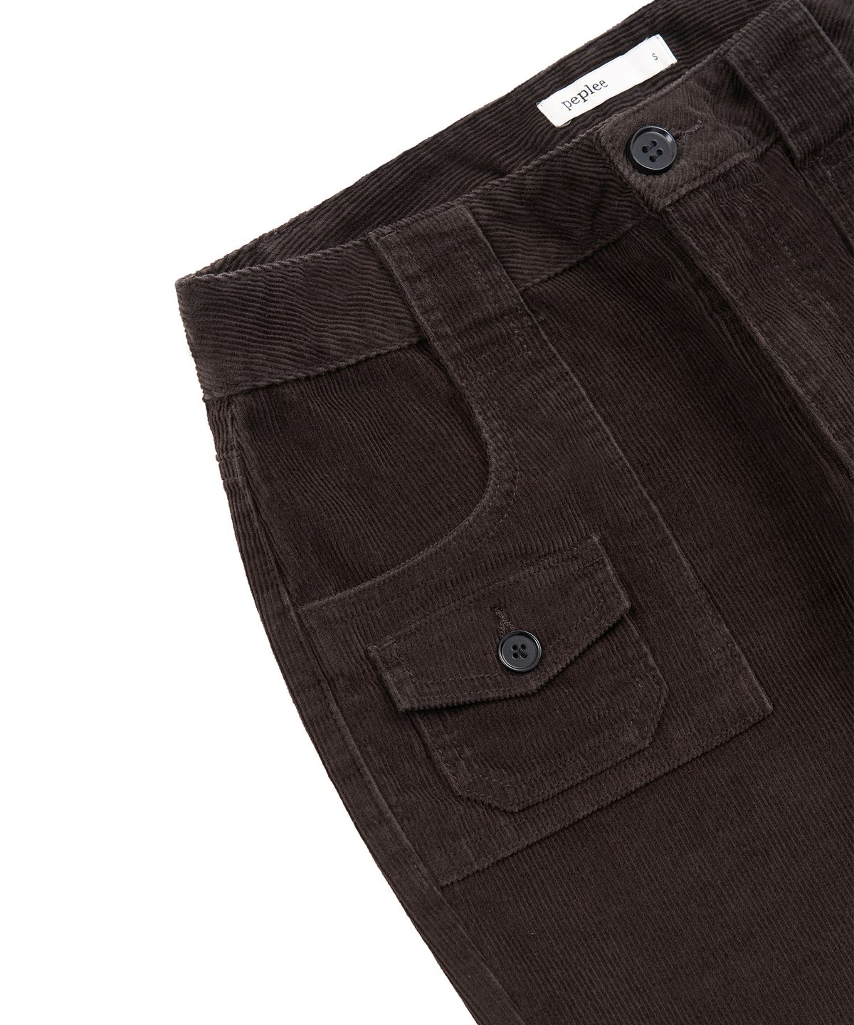 페플리(PEPLEE) Corduroy Mini Pocket Boots Cut Pants (Brown)