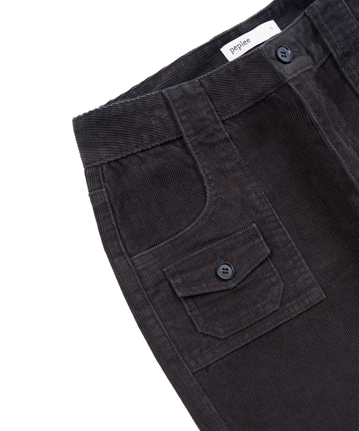 페플리(PEPLEE) Corduroy Mini Pocket Boots Cut Pants (Charcoal)
