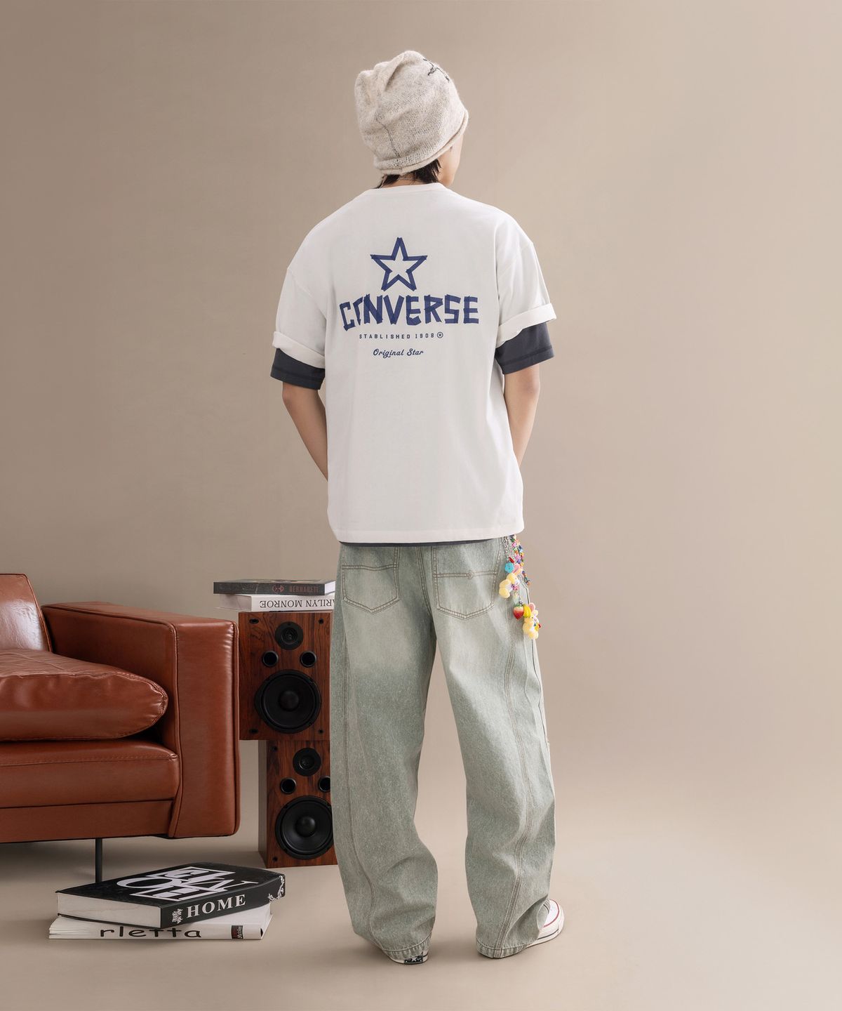 컨버스(CONVERSE) 피치드 레트로 로고 티셔츠 에그렛 MCK074-W2Y