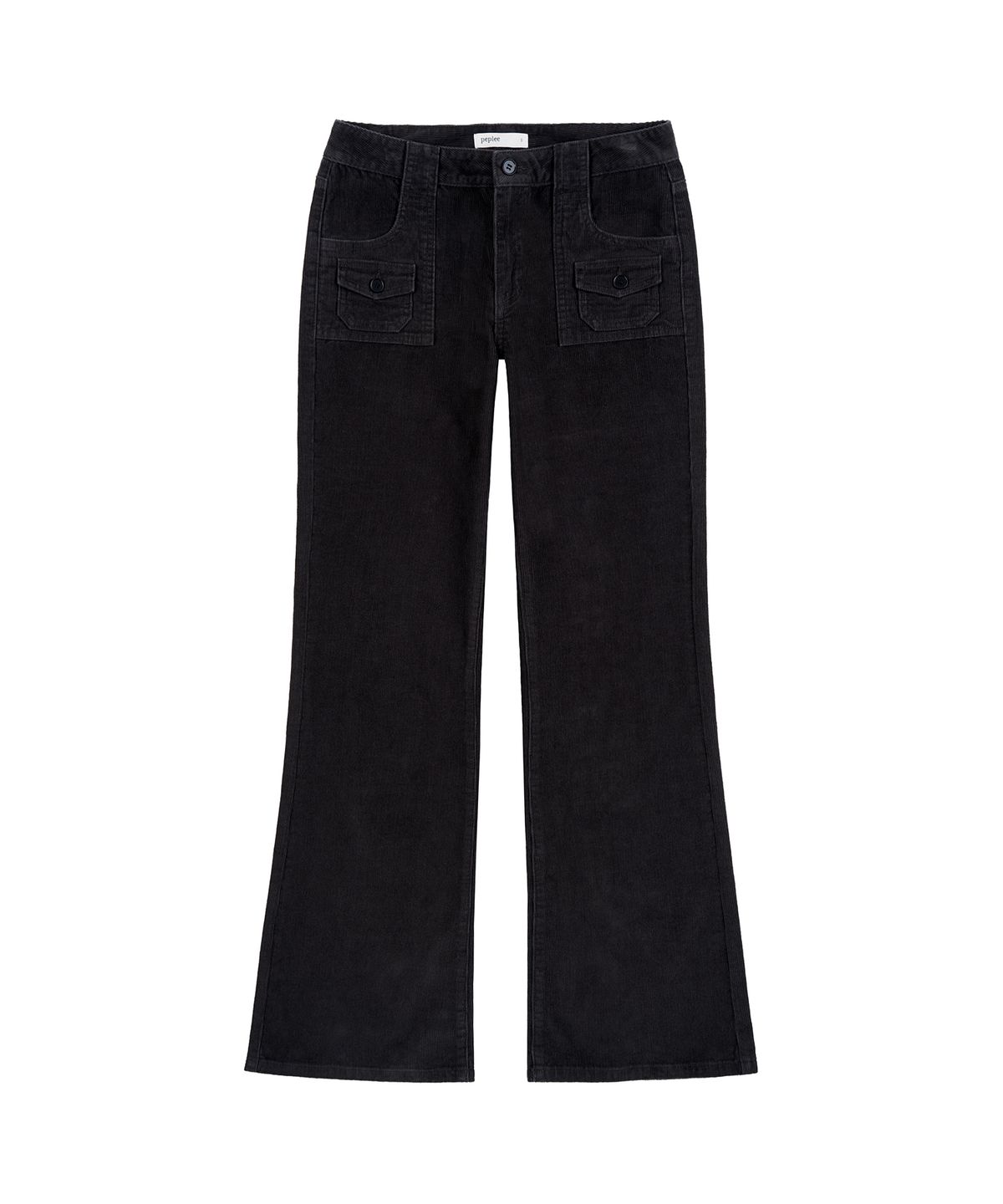 페플리(PEPLEE) Corduroy Mini Pocket Boots Cut Pants (Black)