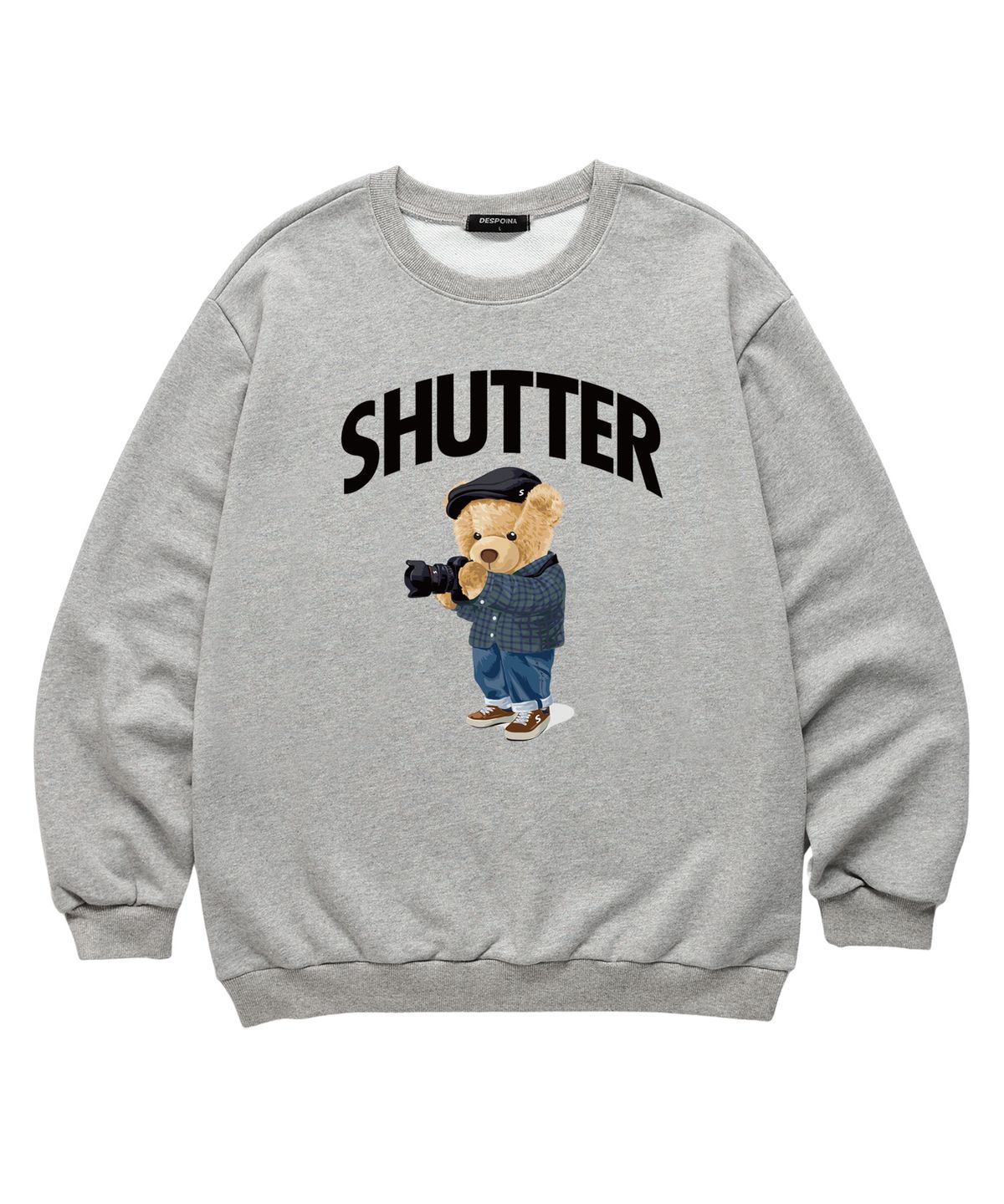 셔터(SHUTTER) CAMERA BEAR 맨투맨 (SLS035) 멜란지그레이