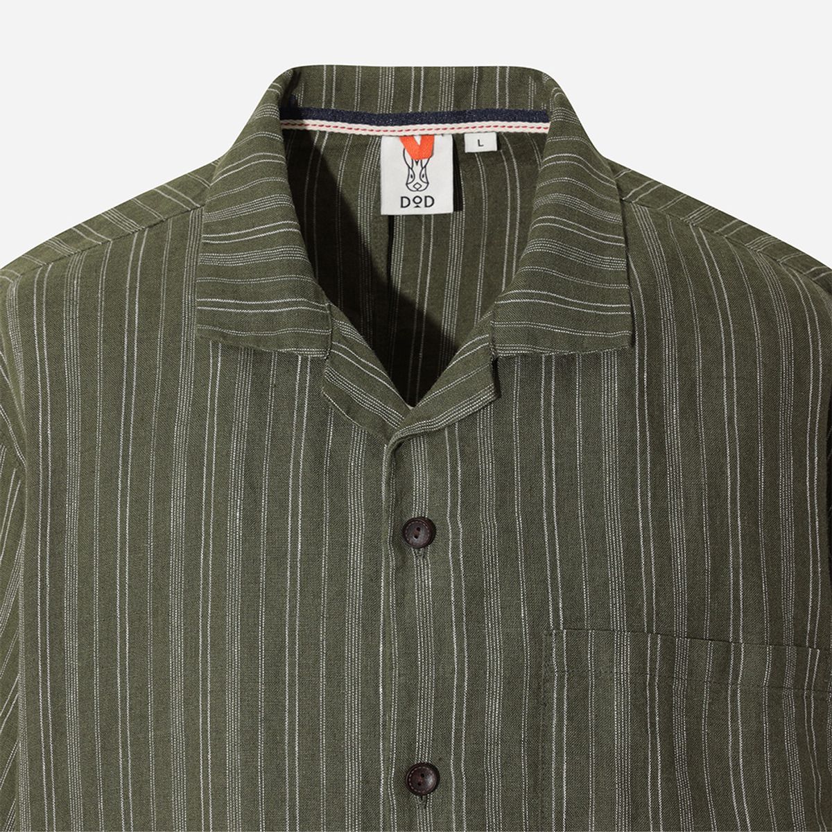 디오디(DOD) 마사 스트라이프 반팔 셔츠(KHAKI)