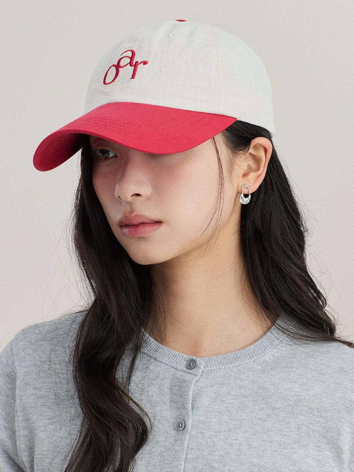 오에이알(OAR) 워시드 투톤 볼캡 [레드]