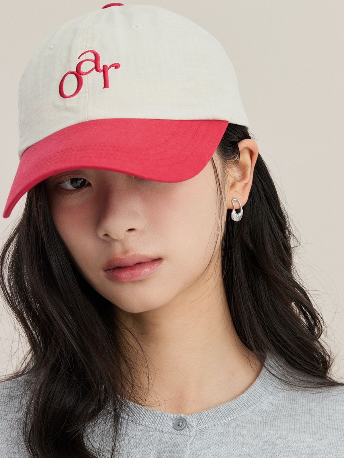 오에이알(OAR) 워시드 투톤 볼캡 [레드]