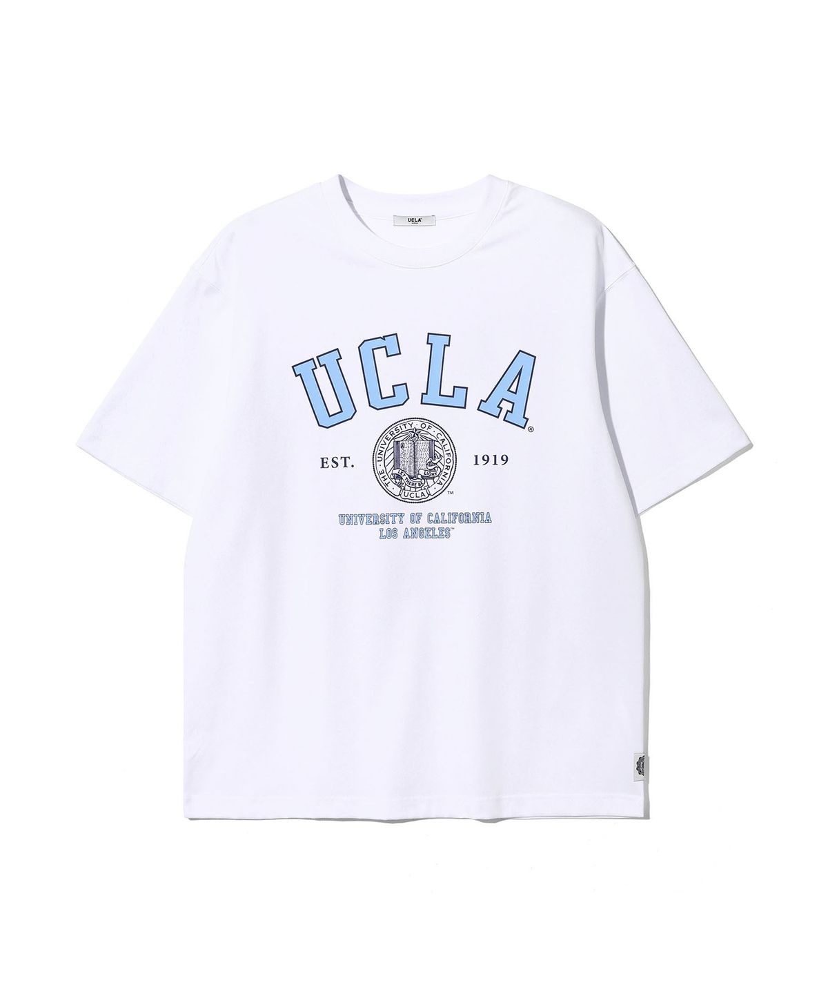 유씨엘에이(UCLA) 남녀공용 UCLA 에센셜 아트웍 오버핏 반팔티셔츠[WHITE](UC6ST93_31)