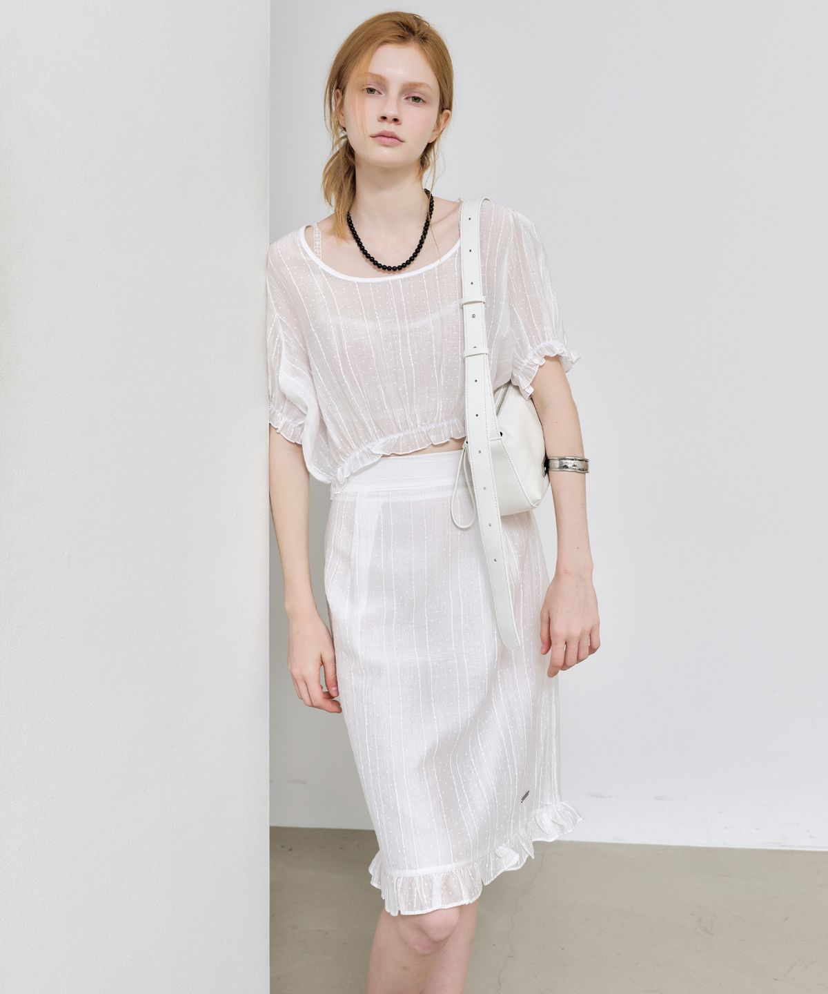 닉앤니콜(NICK&NICOLE) PIN STRIPE FLARE SKIRT_IVORY
