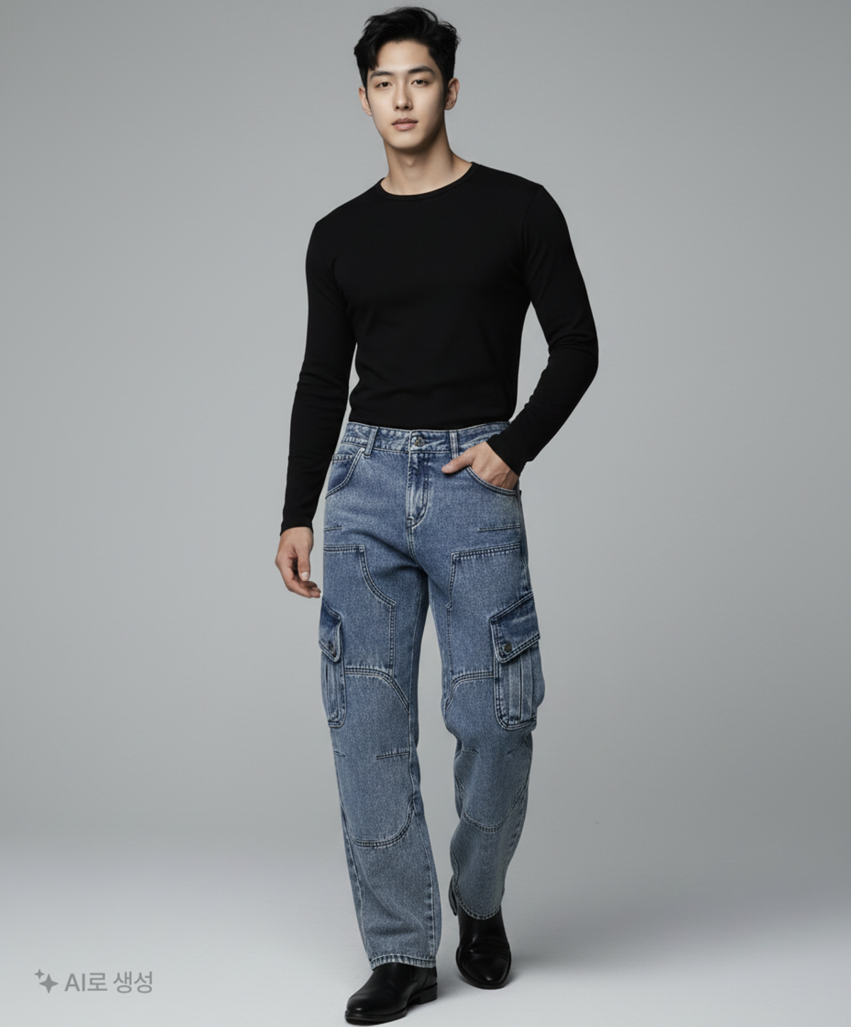 크리틱(CRITIC) HALF DOUBLE KNEE POCKET DENIM PANTS MEDIUM INDIGO S