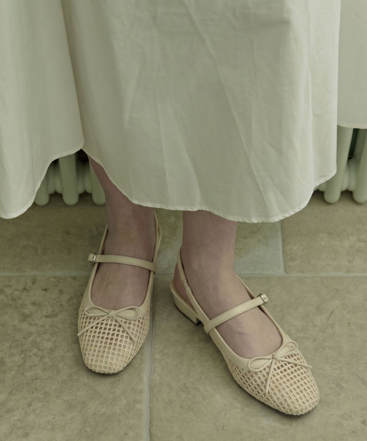 스퍼(SPUR) Flora Mesh Slingback Sandal 슬링백 샌들 3.7cm -WS9047 (2color)