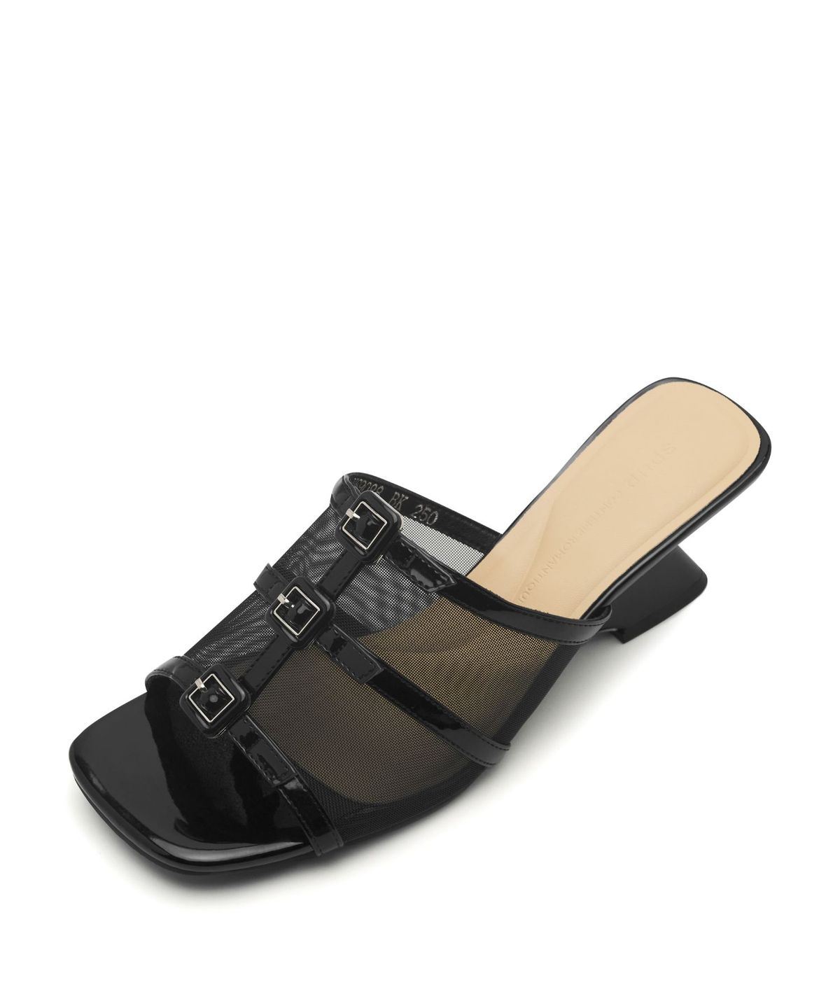 스퍼(SPUR) Clossy Mesh Strap Mule Sandal 뮬 샌들 6.2cm -VS9088 (2color)