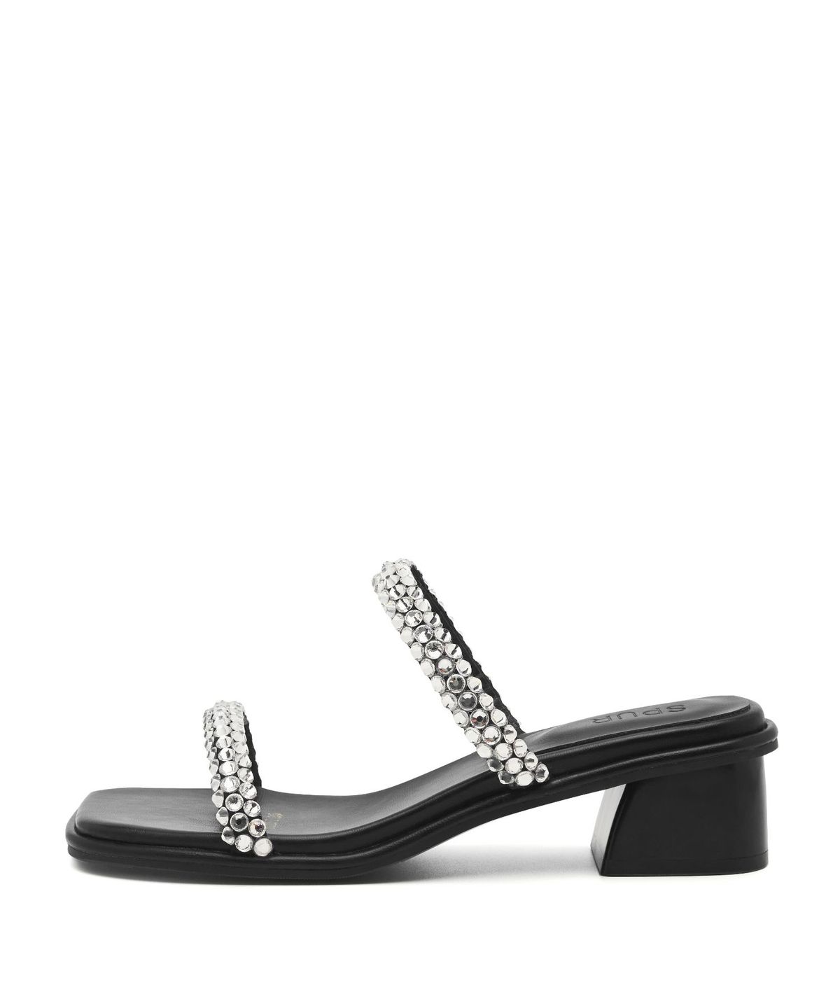 스퍼(SPUR) Genne Cristal Ornament Sandal 스트랩 뮬 샌들 5.5cm -US9065BK