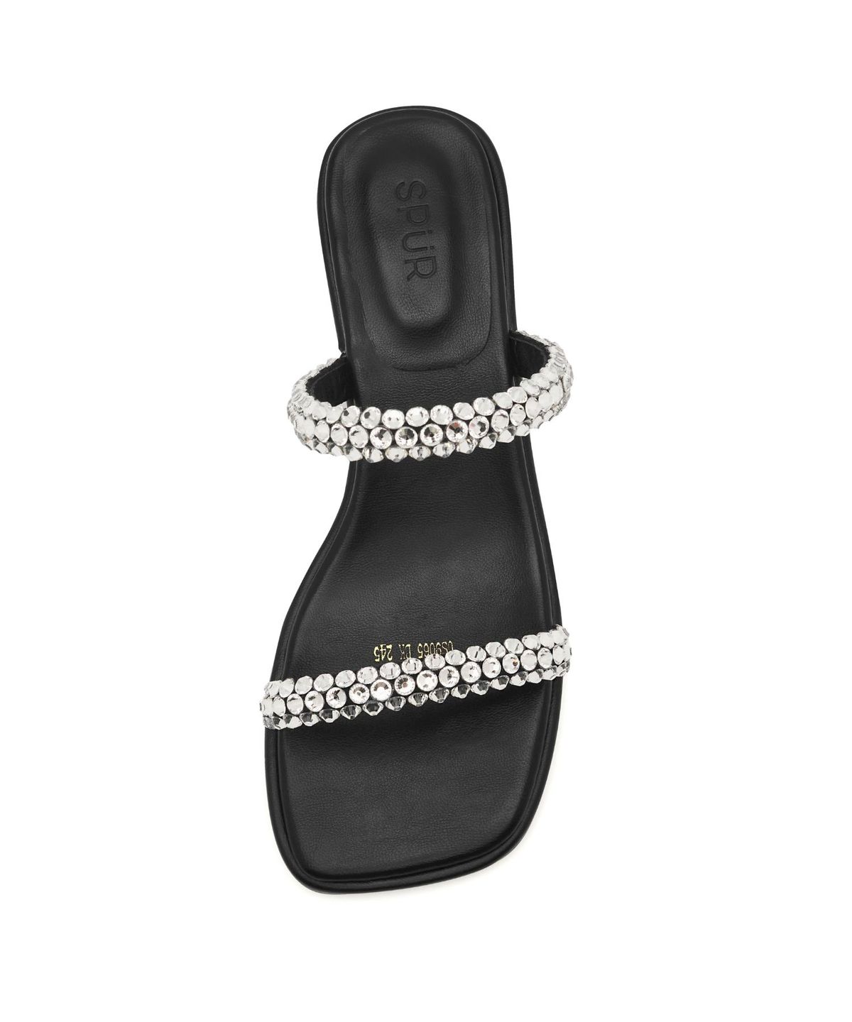 스퍼(SPUR) Genne Cristal Ornament Sandal 스트랩 뮬 샌들 5.5cm -US9065BK