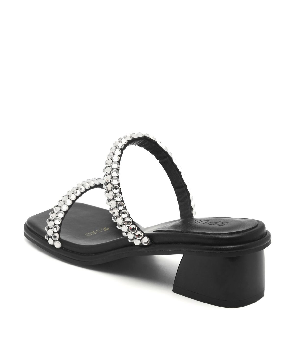 스퍼(SPUR) Genne Cristal Ornament Sandal 스트랩 뮬 샌들 5.5cm -US9065BK