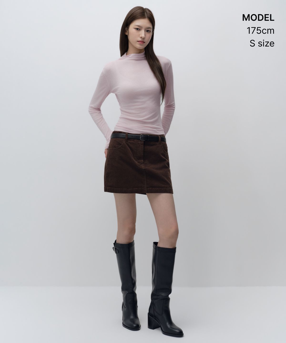 무신사 스탠다드 우먼(MUSINSA STANDARD WOMAN) 우먼즈 시어 울 텐셀 터틀 넥 긴소매 티셔츠 [페일 핑크]