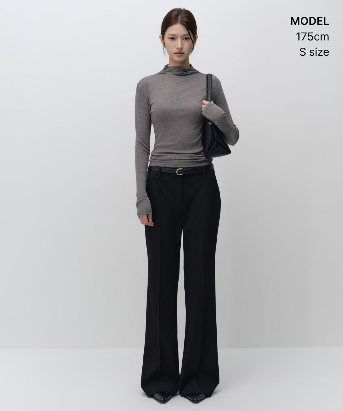 무신사 스탠다드 우먼(MUSINSA STANDARD WOMAN) 우먼즈 시어 울 텐셀 터틀 넥 긴소매 티셔츠 [미디엄 그레이]